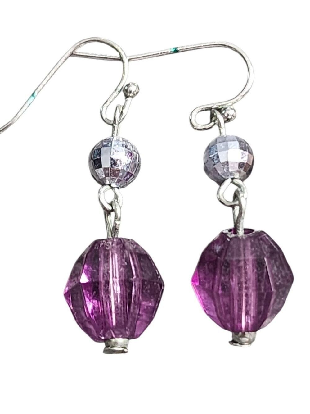 Purple Faceted Drop Earrings